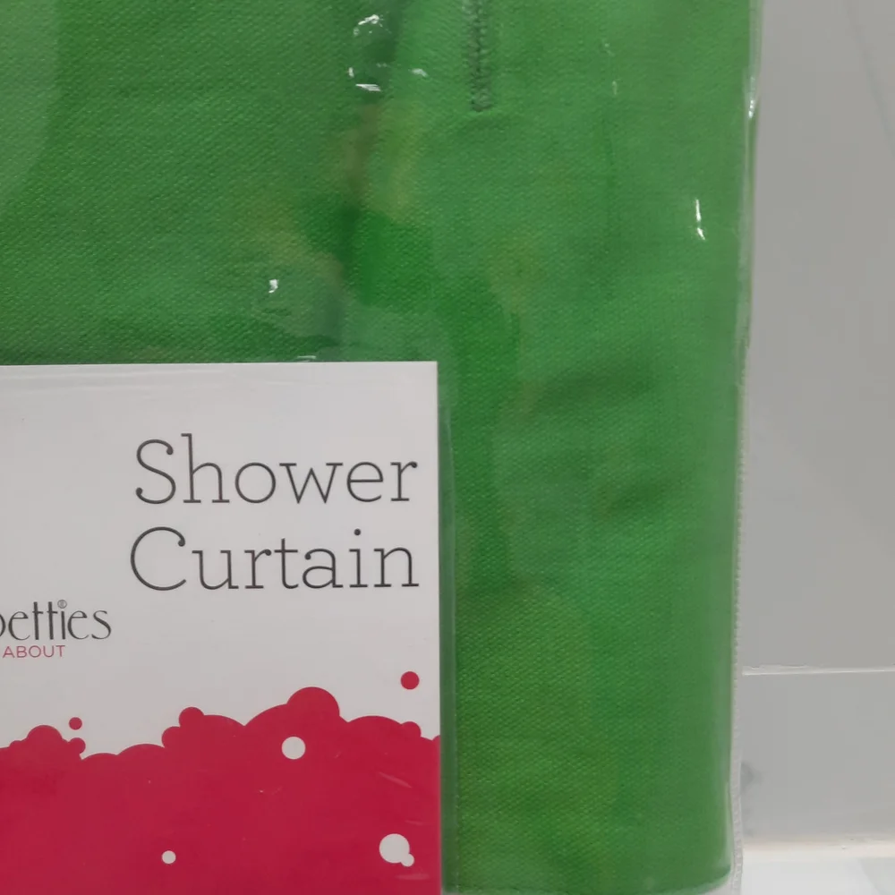 Cotton Vibrant Green and White Shower Curtain by Buckhead Betties NWT